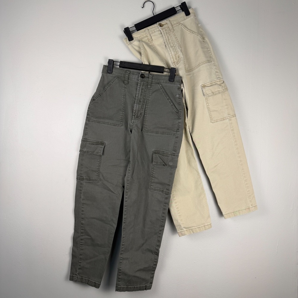 Lot Of 2 A.N.A Cargo Pants Women's 2 (26x24.5) Beige & Green High-Rise Utility